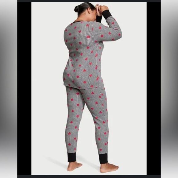 Victoria’s Secret Houndstooth Heart Super Soft Thermal Knit Loungewear SZ Large - Picture 2 of 11